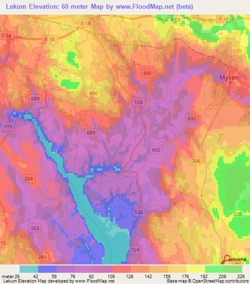 Lekum,Norway Elevation Map