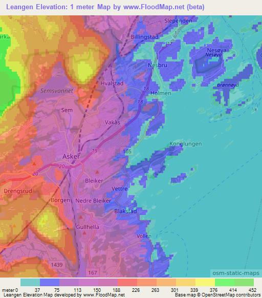 Leangen,Norway Elevation Map