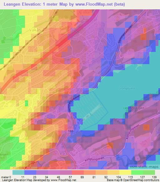 Leangen,Norway Elevation Map