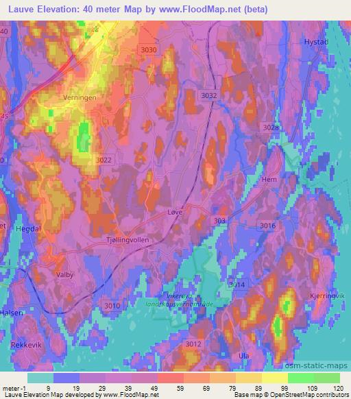 Lauve,Norway Elevation Map