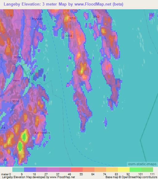 Langeby,Norway Elevation Map