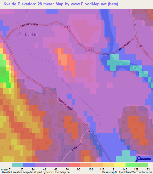 Kvelde,Norway Elevation Map