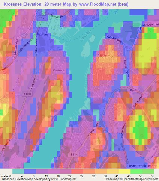 Krossnes,Norway Elevation Map