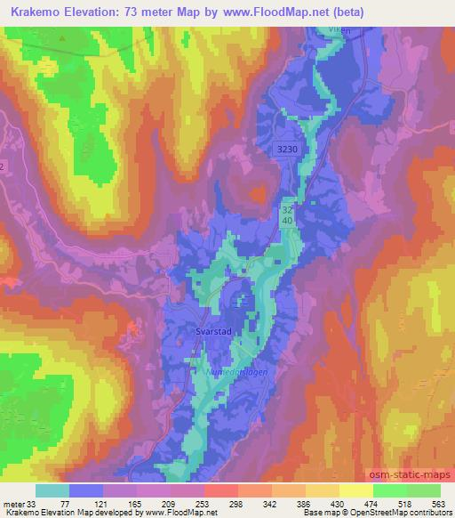 Krakemo,Norway Elevation Map