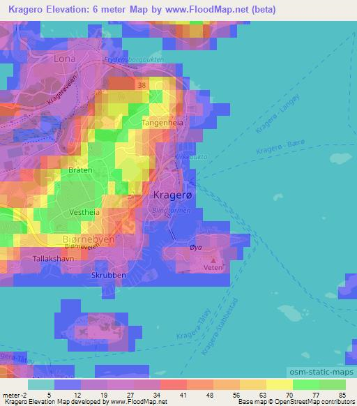 Kragero,Norway Elevation Map