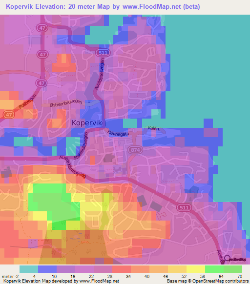 Kopervik,Norway Elevation Map