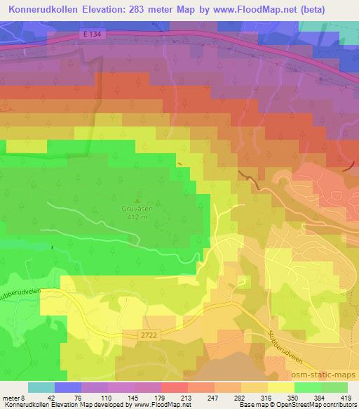 Konnerudkollen,Norway Elevation Map