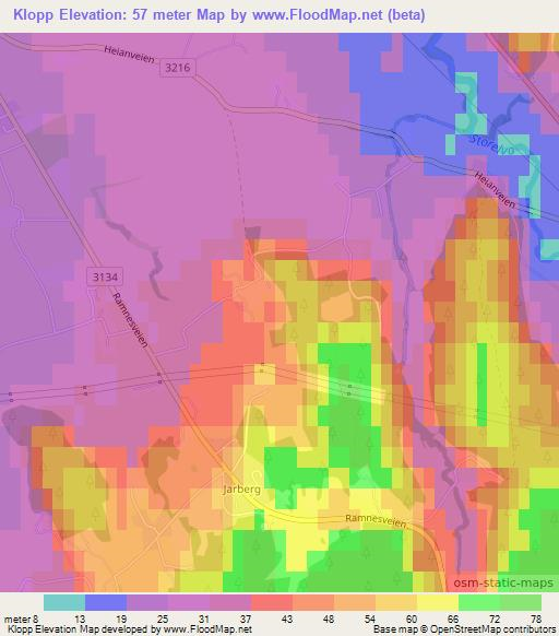 Klopp,Norway Elevation Map