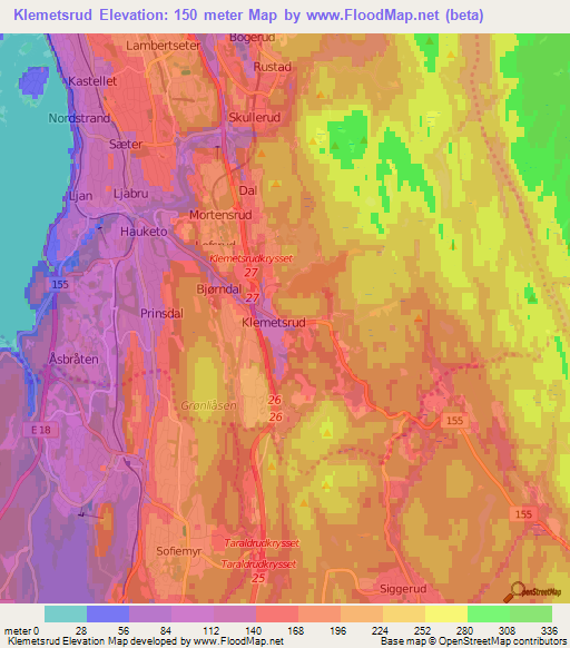 Klemetsrud,Norway Elevation Map