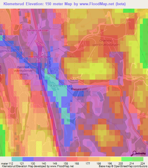 Klemetsrud,Norway Elevation Map