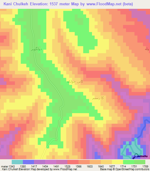 Kani Chulkeh,Iran Elevation Map