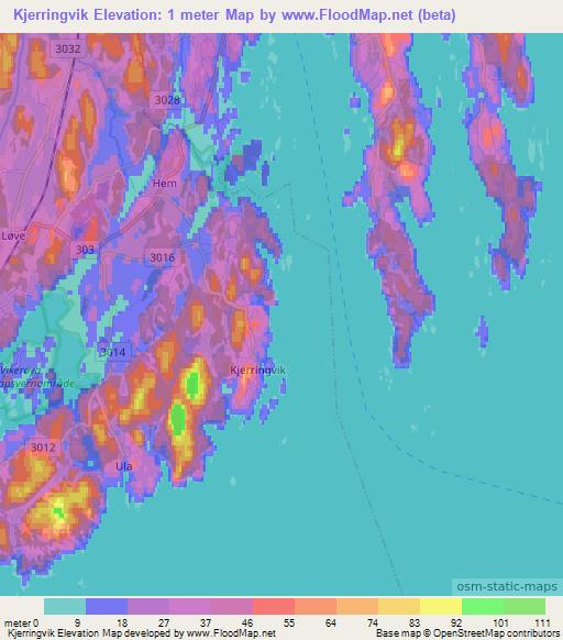 Kjerringvik,Norway Elevation Map