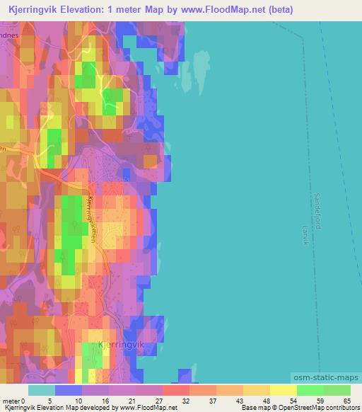 Kjerringvik,Norway Elevation Map