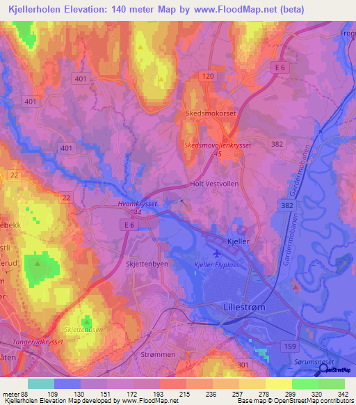 Kjellerholen,Norway Elevation Map