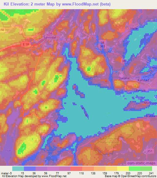 Kil,Norway Elevation Map