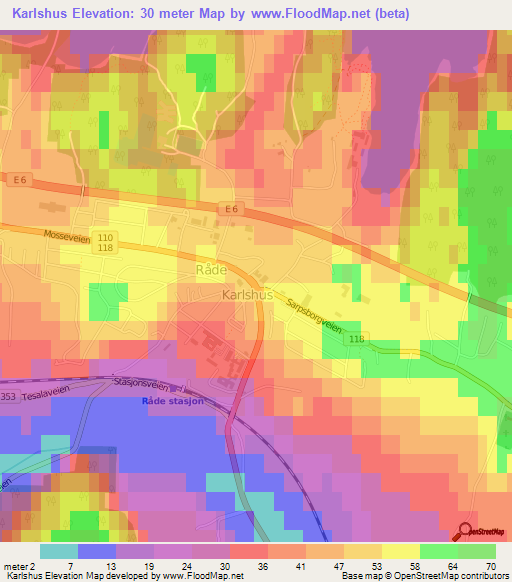 Karlshus,Norway Elevation Map