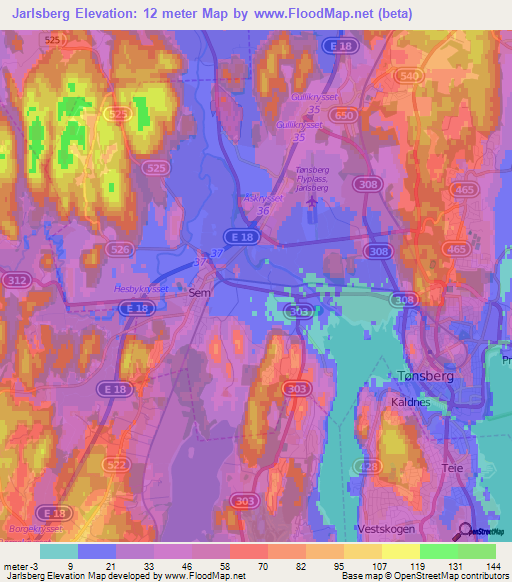 Jarlsberg,Norway Elevation Map