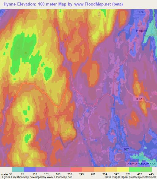 Hynne,Norway Elevation Map