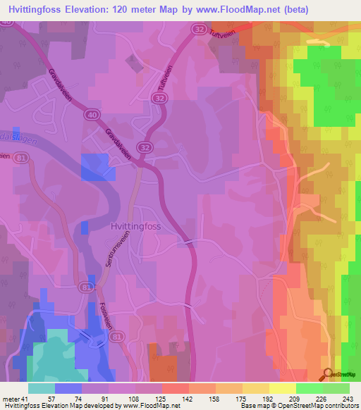 Hvittingfoss,Norway Elevation Map
