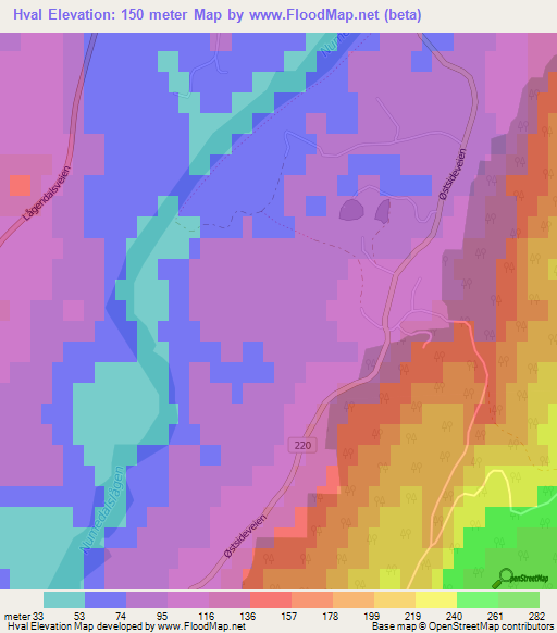 Hval,Norway Elevation Map
