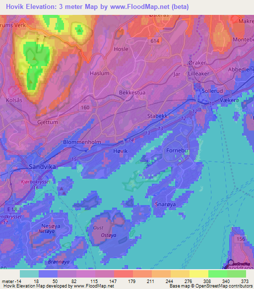 Hovik,Norway Elevation Map