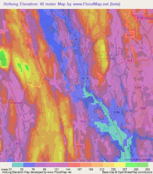 Holtung,Norway Elevation Map