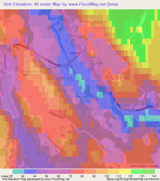 Holt,Norway Elevation Map