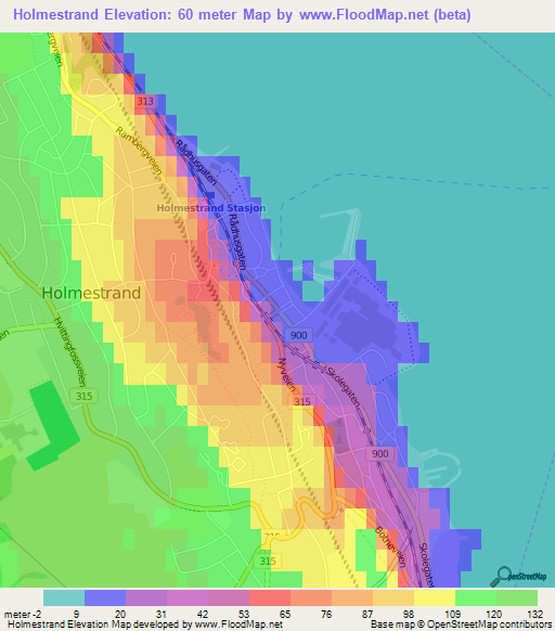 Holmestrand,Norway Elevation Map