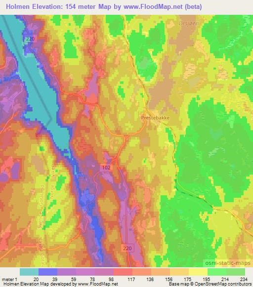 Holmen,Norway Elevation Map