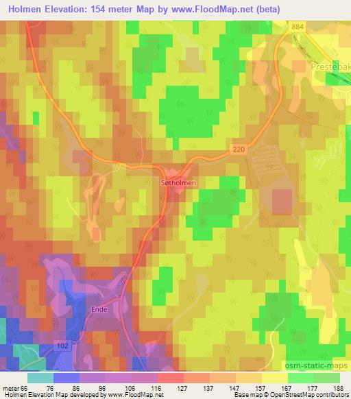 Holmen,Norway Elevation Map