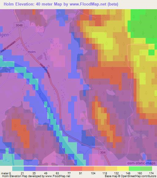 Holm,Norway Elevation Map