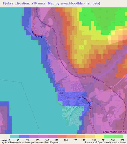 Hjukse,Norway Elevation Map