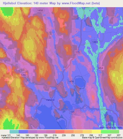 Hjellebol,Norway Elevation Map