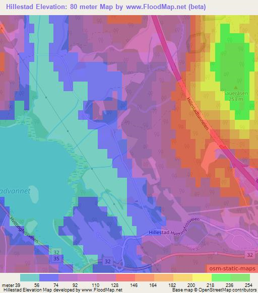 Hillestad,Norway Elevation Map