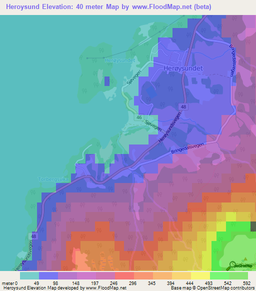 Heroysund,Norway Elevation Map