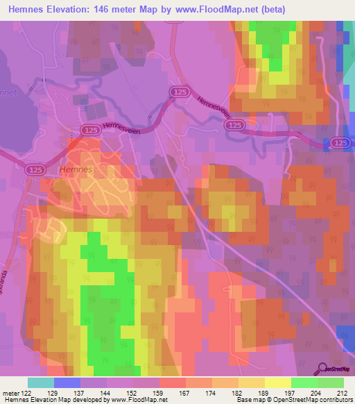Hemnes,Norway Elevation Map