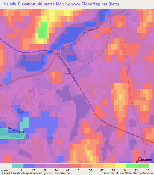 Hellvik,Norway Elevation Map
