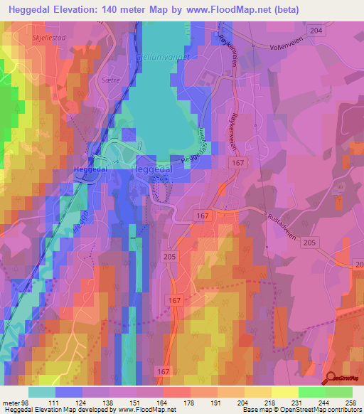 Heggedal,Norway Elevation Map