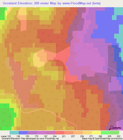 Grosland,Norway Elevation Map