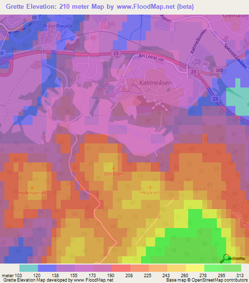 Grette,Norway Elevation Map