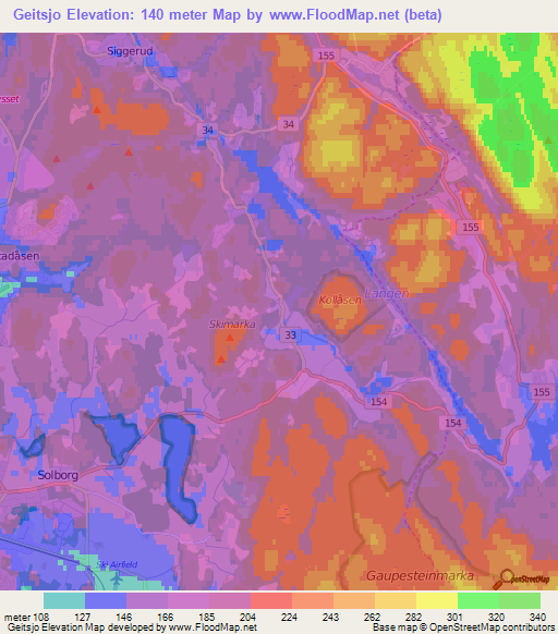 Geitsjo,Norway Elevation Map