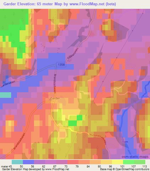 Garder,Norway Elevation Map