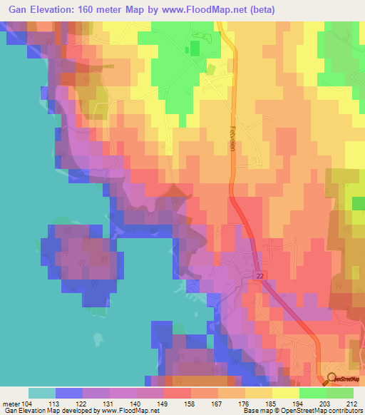 Gan,Norway Elevation Map