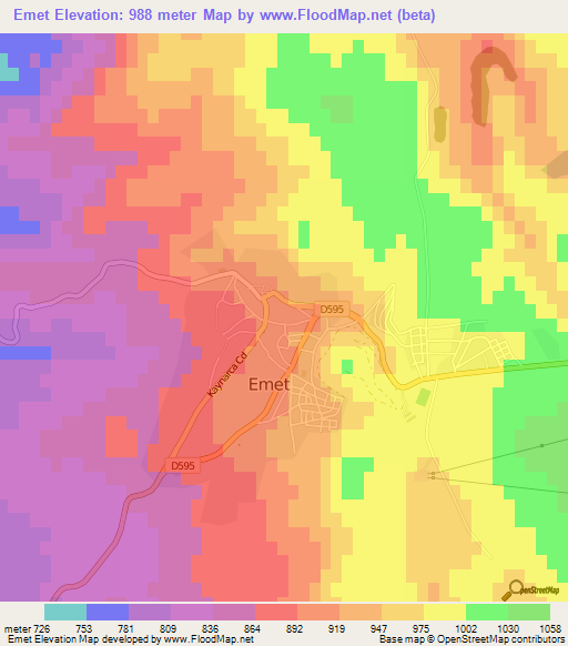 Emet,Turkey Elevation Map