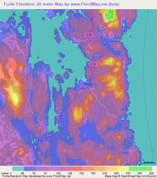 Forde,Norway Elevation Map