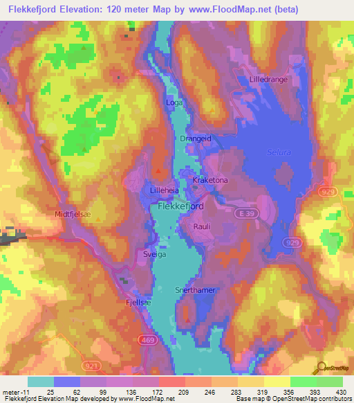 Flekkefjord,Norway Elevation Map