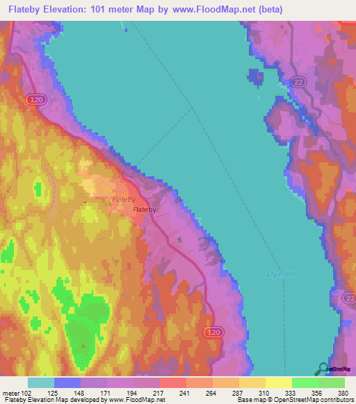 Flateby,Norway Elevation Map