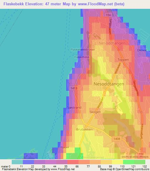 Flaskebekk,Norway Elevation Map