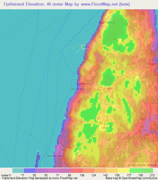 Fjellstrand,Norway Elevation Map