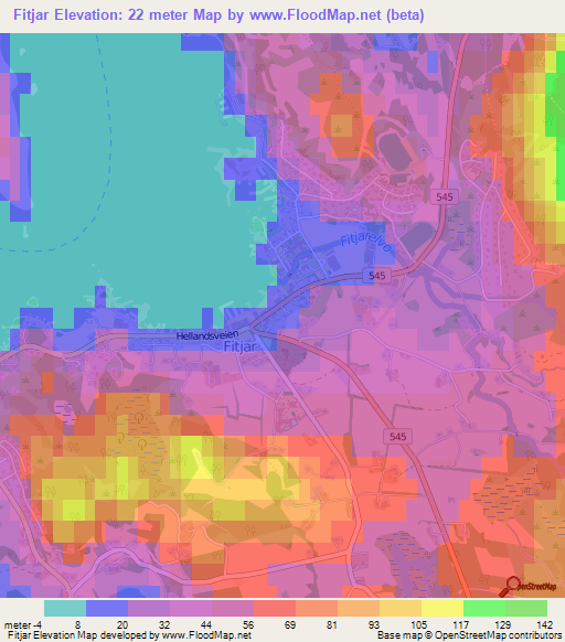 Fitjar,Norway Elevation Map